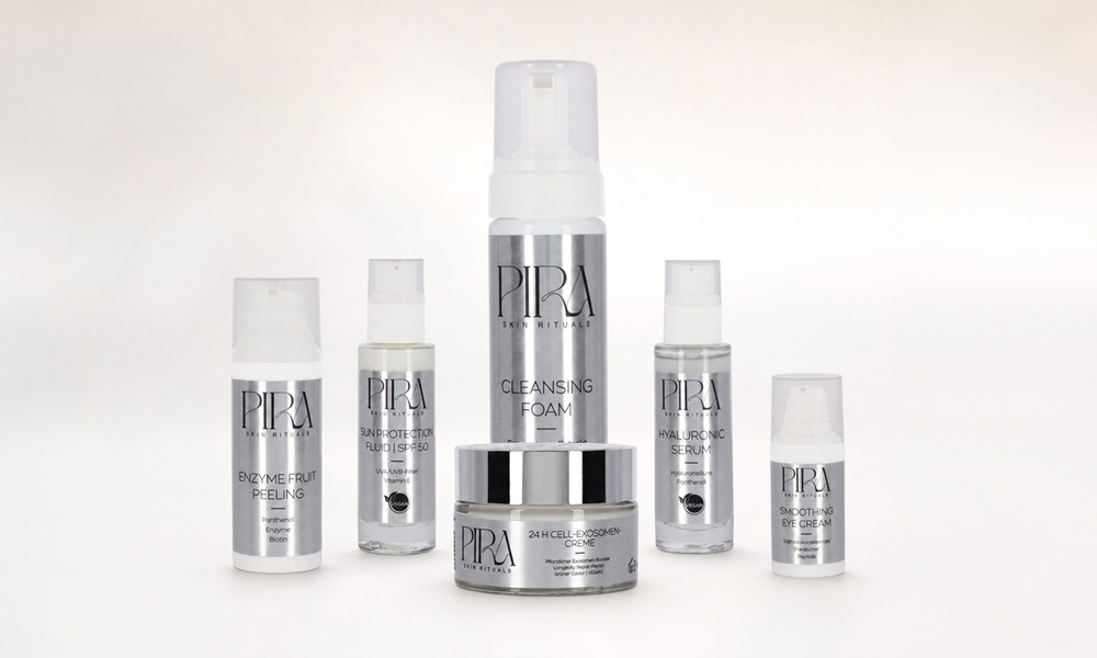 Produktreihe von Pira Skin Rituals mit Cleansing Foam, Seren und Cremes