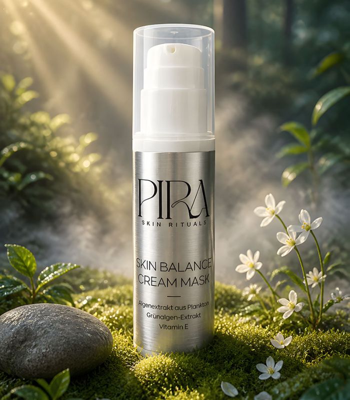 Skin Balance Cream Mask von Pira Skin Rituals auf Moos in lichtdurchflutetem Wald